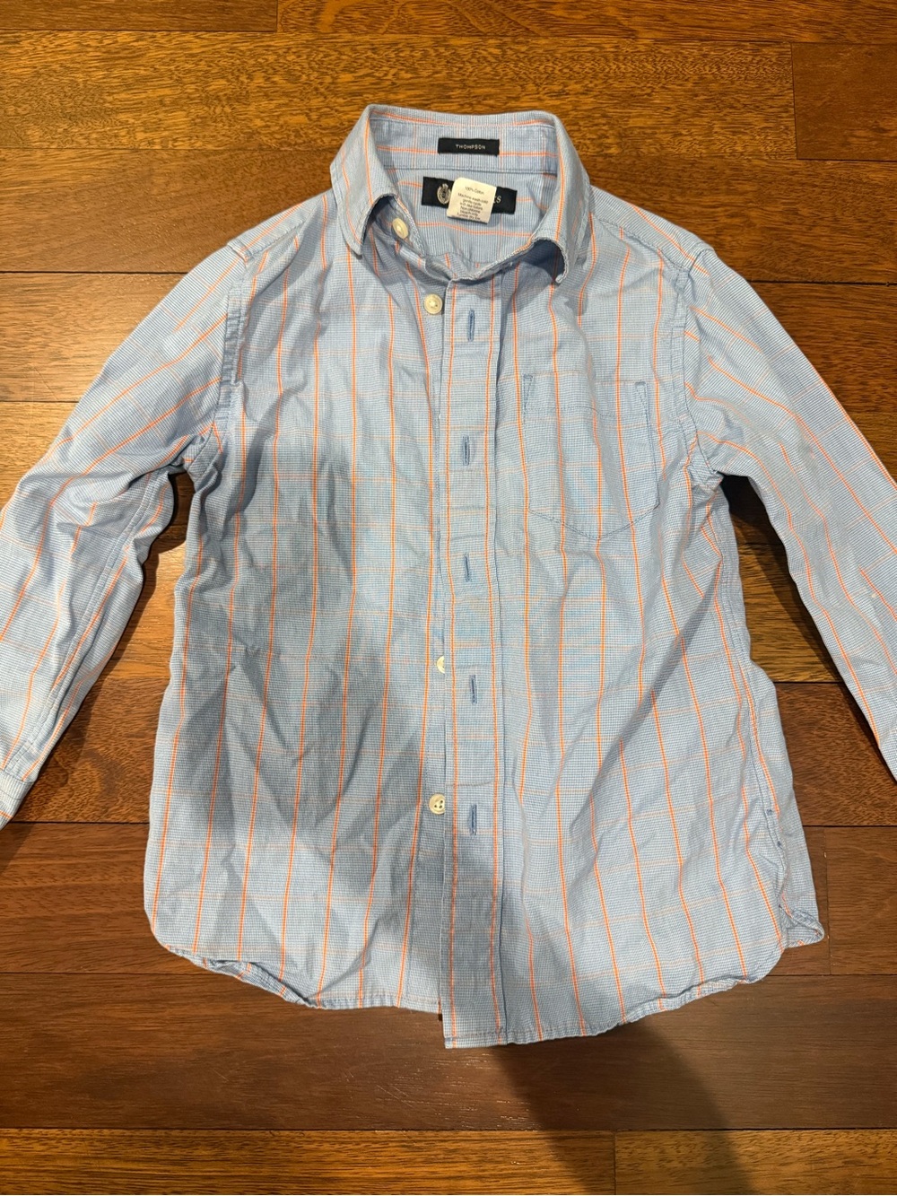 Crewcuts Thompson Collection Blue Shirt with Orange Stripes Sz 4-5